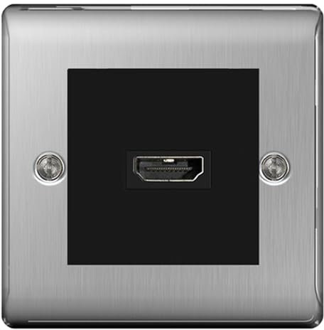 BG Nexus Brushed Steel HDMI Socket Satin Chrome Black insert EMHDMIB NBSEMS2