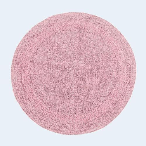 Homescapes Runde Badematte rosa, Premium Badvorleger 80 cm, Badteppich Baumwolle mit Wende-Design