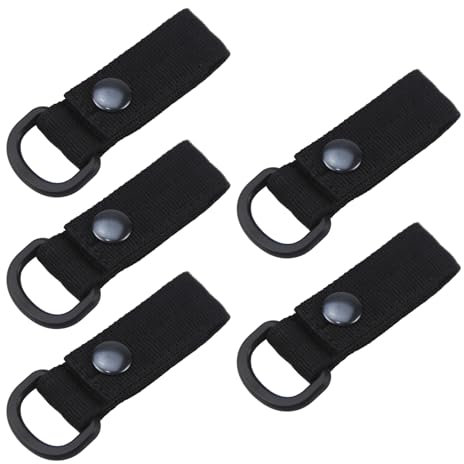 5 Stück Gurtband-Befestigungsriemen mit Schlaufe D-Ringe Karabiner Schlüsselanhänger Gürtelschnalle mit Metall für Rucksackreisen
