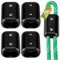 WinnerWhy 4 Pcs Double Rope Clamps Reusable Rope Clamp 1/2 Inch Plastic Rope Connector Black Clamp Suitable for 9-10 mm Double Nylon Rope or Braided Ropes