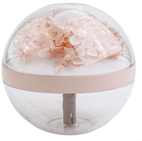 Humidificador de aire, flor eterna de 270 ml, fabricante de niebla fría, lámpara blanca cálida, humidificador de aire recargable por USB, humidificador portátil para el hogar, bebé, oficina (rosa)