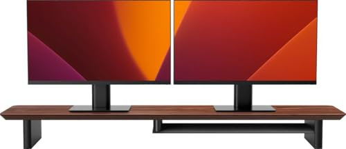 Alberenz® Monitorständer aus Walnussholz – Ergonomischer Bildschirm-Ständer für 1 Monitor bis 35 Zoll, mit integriertem Kabelmanagement