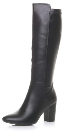 AJVANI Womens ladies high block heel stretchy elastic calf sock boot size