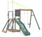 Plum Play Kids Outdoor Siamang Wooden Playcentre Double Swing Slide Climbing Frame and Ladder with Sandpit - Sunshade - Drawing Board - Suitable for 3 Years Plus