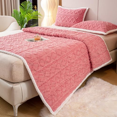 Wintermatratze, 150 x 200 cm, Plüsch-Mikrofaser-Matratzenschoner, weiche Haptik, rosa Bettwäsche, unverzichtbar, Unterbett-Matratzenbezug für ultimativen Komfort und Schutz