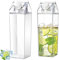 2 Piezas Botella de Agua Transparente, Botella de Agua Transparente de 1000 ml, Botella de Leche Cuadrada, Contenedor de Jugo Portátil Reutilizable, para Camping, Leche, zumo de Naranja
