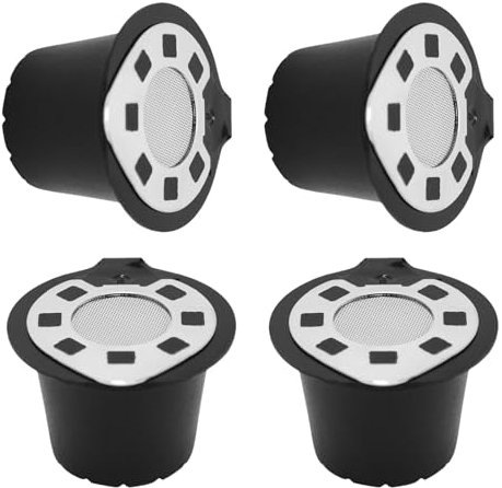 Lot de 4 dosettes de café rechargeables - Passe au lave-vaisselle - Avec couvercle en acier inoxydable