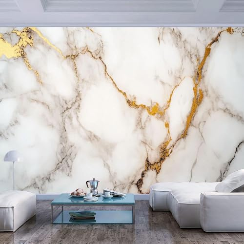 JIAOQSS 3D Effect Photo Wallpaper White Marble Golden veining Modern White Marble Golden veining modernSelf Adhesive Removable Photo Wall Art Living Room Bedroom Office Home Decoration