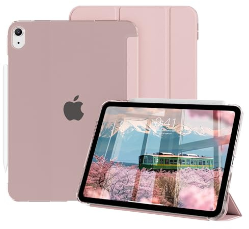 ZOPSGYU Hülle für iPad A16 11/10 Generation (2025 11 Zoll/2022 10,9 Zoll) | Schlankes Leichtgewicht Transluzente Hart PC Rückseite Stoßfeste Case Schutzhülle für iPad 10, Auto Schlafen/Wachen, Rosa