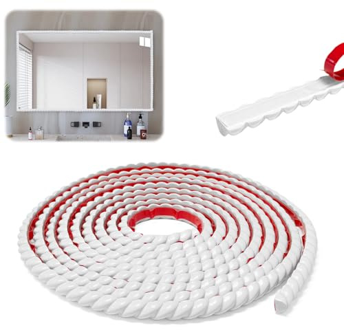 10MMx3M Flexible Zierleiste Selbstklebend, Weiß Zierleisten Sparpaket, PVC Wandleisten Deko Zierleisten Wand, 3D Perlenform Leiste Dekorleisten für Spiegel, Wand, Decke, Wandkante, Schrank