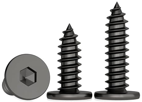MOOPW Stainless Steel 304 Internal Hex Flat Head Self Tapping Screws | Extra Thin Low Profile Countersunk Self Drilling Screws M2 x 12mm 100 Pcs