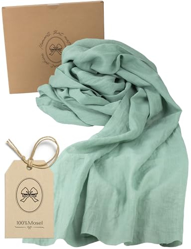 100% Mosel Musselin Dekostoff, in Eukalyptus Grün (48 cm x 5 m), 66 g/m², sehr dünner Tischläufer, zarte Tischdeko für Geburtstage & Hochzeiten, Tischband als Dekoration zu besonderen Anlässen