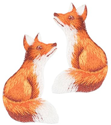 UYRVAPE 2 Stück Patches zum Aufbügeln Fuchs-Paar Gestickte Aufnäher, Flicken zum Aufbügeln Kinder für Hosen Jeans Hemden Kleidung und Handarbeiten, DIY-Zubehör