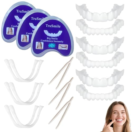 3 Paires Dentier Provisoire, Prothèses Dentaires Prothèse Dentaire Cosmétique, Instantanées Fausses Dents, Cosmétique Sourire Prothèses, Facette Dentaire