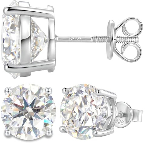 Moissanite Ohrringe Silber 925,Ohrstecker mit Anti-Verlust Schraubverschluss Hypoallergen Weißgold Beschichtet Geschenk für Frauen Mama Oma,3-6.5mm