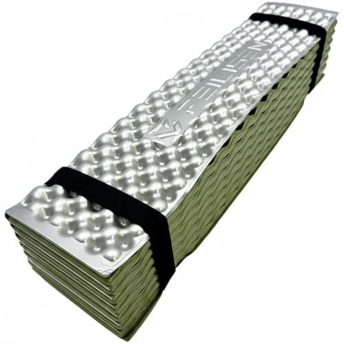 LOVIVER Tapis de Couchage Extérieur Matelas Mousse IXPE Aluminium Léger Pliable Thermique Soutien Ergonomique Adapté pour Camping Pique-Nique Détente en Plein Air, Vert Armée