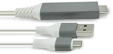 OcioDual Cavo Adattatore USB 4K Tipo C a HDTV con Power White per Laptop TV HDTV Smartphone con Modalità DP ALT S22 S21 S20 S10 S9 S8 P40 P30 P20