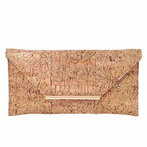 Clutch mit einzigartigem Muster, lasergeschnittener Kork-Umschlag, Gold, Medium