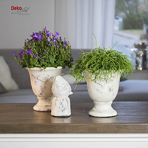 Pokal Pflanzpokal Valo aus Keramik creme antike 16,5cm x 16,5cm x 18cm Gartendeko Umtopf Pflanzgefäß Vintage Look