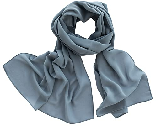 Dolce Abbraccio Damen Schal Stola Halstuch Tuch aus Chiffon für Frühling Sommer Ganzjährig Grau