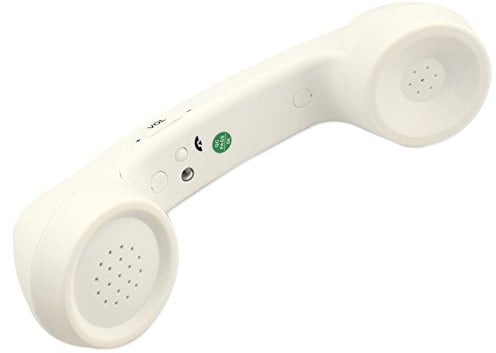 Enjoy-Unique Audífonos Bluetooth inalámbricos Retro a Prueba de radiación para teléfono móvil con Llamada cómoda Auricular Compatible con iPhone Samsung (Blanco)