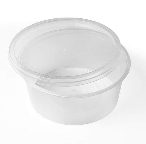 We Can Source It Ltd® - 50 x Round 10oz Microwave Clear Plastic Food Containers Freezing Takeaway Hot Cold Foods - 120mm (D) x 40mm (H)