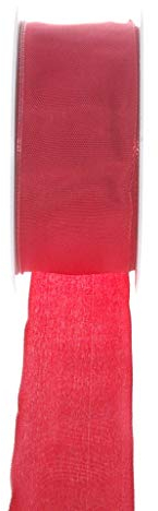Taftband mit Drahtkante - Rot - breit - Geschenkband - Dekoband - Schleifenband - ca. 40 mm Breite - 25 m Länge - 3330-40-25-7