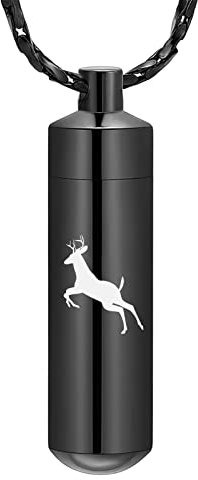 Imrsanl Collier avec pendentif urne cylindrique avec fiole en verre pour cendres, Acier inoxydable