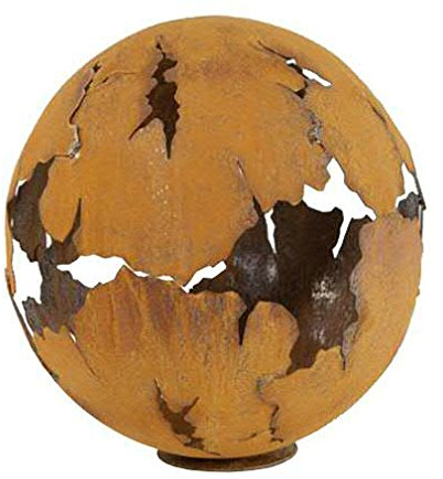 Klocke Edelrost Dekor Gartenkugel/Rostkugel zum Dekorieren - Tolle Auswahl - Ganzjährige Gartendekoration - Winterfest - Garten Rostkugel/Metallkugel (Medium: Ø 40cm, Risse - Retro)