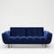 PLAYBOY Sofa mit Bettfunktion, Samtstoff in Blau, stabile Massivholzfüsse, Bettsofa mit verstellbarer Rückenlehne, 2er Sofa, 3er Sofa, Sofabett, 2-Sitzer, 3-Sitzer, Retro-Design, Club-Stil