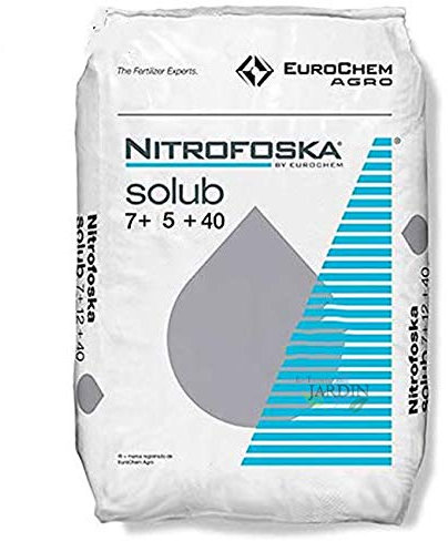 Suinga CONCIME SOLUBILE NITROFOSKA 7-5-40 200 Kg in sacchi da 25 Kg Consigliato per la maturazione di colture 7% azoto, 5% fosforo, 40% Potassio, 19% Zufro