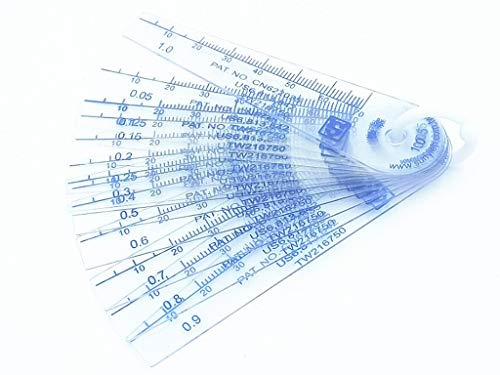 BESNIN Calibro Feeler Strumento di misurazione del gap in plastica 13 in 1 0,05-1mm marcato metrico e imperiale per misurare lo spessore del gap