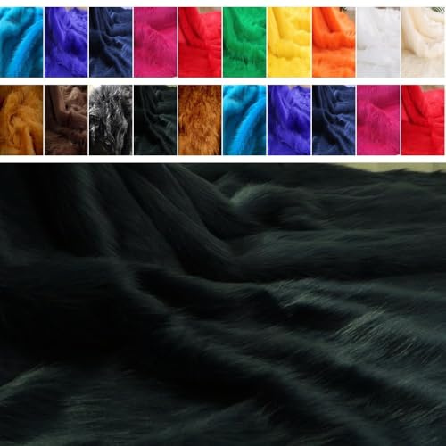 Fabrics-City schwarz kunstfell teddy langhaarfell stoff, kuschelfell, plüschstoff für nähprojekte, dekoration, kostüme, weiches fellimitat, pelzstoff diy, kuschelpelz, 2710