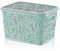 Muddy Hands Plastic Lace Storage Box with Lid Home Kitchen Bedroom Bathroom Office Stackable Lidded Basket Container (Green, 5.5 Litre)