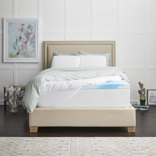 Sealy 4 SealyChill™ Gel + Comfort Memory Foam Mattress Topper with Pillowtop Washable Allergen Resistant Cover, Queen (F02-00161-QN0), White