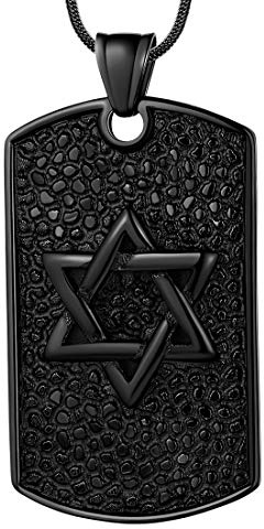 Hipunk Hundemarke Halskette Herren David Star Anhänger 316L Edelstahl Black Gun Plated Schutz Amulett Geschenk Geburtstag Schmuck SP0029B