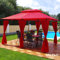 Luxus Pavillon 3x4m Minzo - inklusive Seitenwände Gartenpavillon Partyzelt Gartenzelt (ohne Moskitonetz, rot)