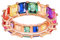 GNOCE Ring Damen Bunte Steine Roségold Frauen Bandringe Regenbogen Baguette geschnittene Ringbänder mit bunten Zirkonia Ewigkeit Eheringe Versprechen Ringe für Sie (Rosegold, 57 (18.1))