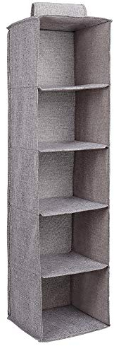 MaoXinTek Hängeregal, Hängeaufbewahrung mit 5 Fächern, Hängender Stoffschrank Schrank Kleiderschrank Organizer für Kleidung, Schuhe Platzsparend und Faltbar, Grau