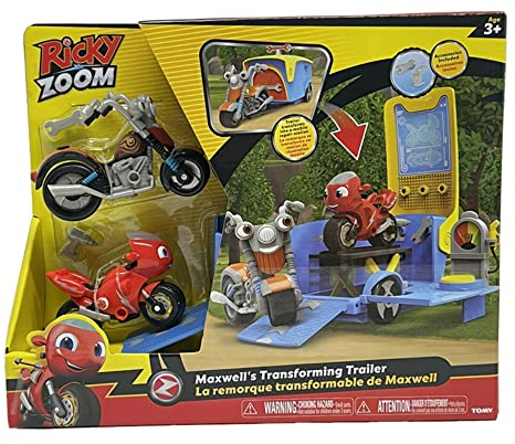Ricky Zoom Playset Remorque Transformable de Maxwell avec Maxwell et Ricky, Figurines en 10,2 & 7,6 cms, Motos Se Tenant seules pour Enfants - Garçons et Filles 3 Ans+ T20092 Multicolore