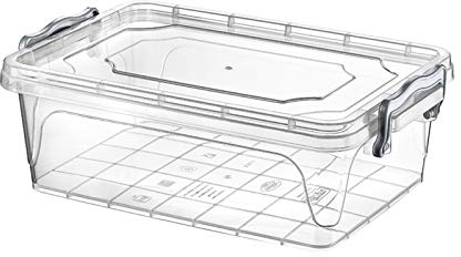 Muddy Hands Heavy Duty Clear Plastic Storage Box with Lid Clip Locking Stackable Container (13 Litre Shallow)