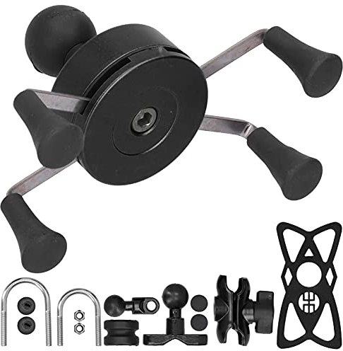 Yctze Motorrad Handyhalter, Handyhalter Kunststoff Metall X-Grip Lenkerhalterung Modifikation Universal mit 13 Zubehör für 7/8/SE/X/Xs/Xr(B(Schwarz)