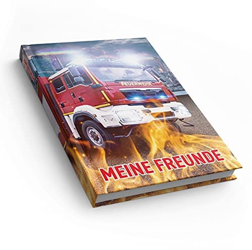 itenga Freundebuch Feuerwehr Meine Freunde DIN A5 88 Seiten für Jungen zum Ausfüllen für Schule Schüler Freunde