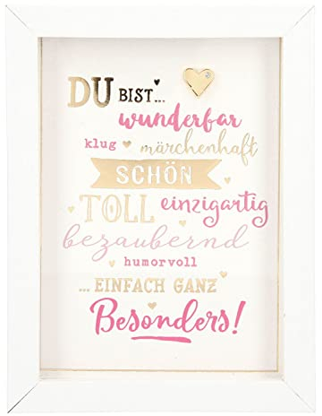 Depesche 11626-002 - Bilderrahmen mit Kompliment, kleiner Deko-Rahmen mit hübschem Spruch, ca. 12 x 9 x 1,9 cm, ideal als Geschenk oder kleine Aufmerksamkeit, Weiß