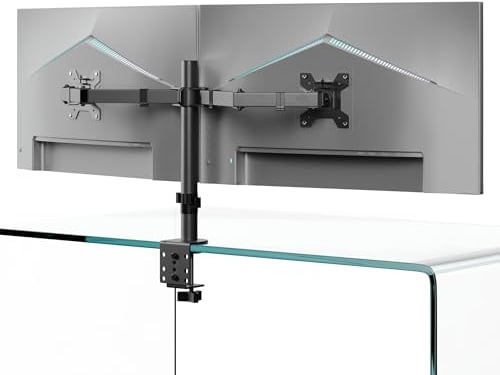 Dual Monitor Stand for Desk, Fits 10-30 Inch Screens, 180° Tilt & 360° Rotation, Adjustable Dual Monitor Arm Mount, Sturdy Iron Stand – Holds Up to 9kg per Arm