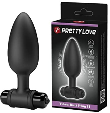 Pretty Love Vibra II Vibrierender Buttplug, Schwarz, Ø3,8x11,8 cm