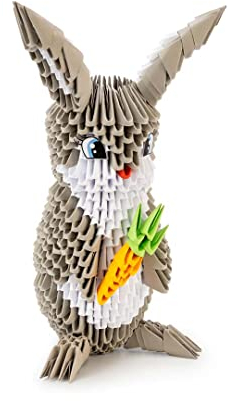 Origami 3D 501833 - 3D Origami Häschen - Schöne 3D Papierskulptur mit patentierten Bauteilen und verständlicher Bauanleitung, 747 Teile, 11x11x20cm, ab 8 Jahre, Mittel