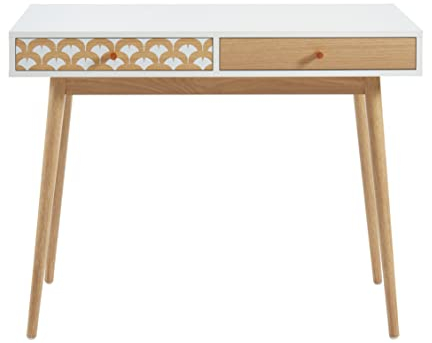 BAÏTA - Bureau Utah Blanc et Effet chêne 100cm