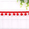 5 Yards 12mm Pompons Borte zum Basteln,Dekoband Mit Bommeln Bälle Pom Poms Fransenborte Zierband Dekoborte Nähzubehör für DIY Basteln Apparel Kleidung,Kostüme,Nähen,Dekoration,Rot