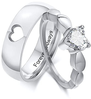 Personalisierte Paar Ringe : Gravierte Edelstahl seine und ihre passende Versprechen Ehering Set für Herren Damen,Geschenke zum Valentinstag Jahrestag Verlobung für Sie und Ihn Individueller Name